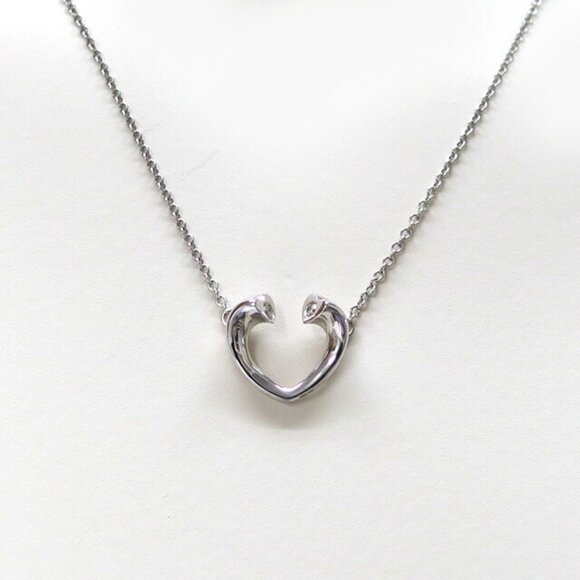 TIFFANY Silver Diamond Heart Necklace